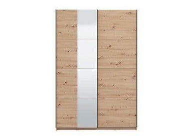 Noah Oak Effect Sliding Wardrobe with Mirror - Spacious, Modern Storage Solution - UK Luxury Furniture
